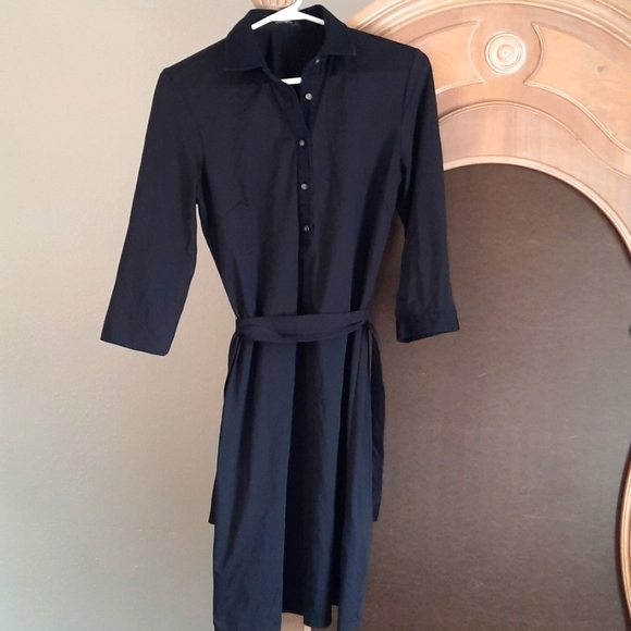 J.Mclaughlin knee length shirt dress with 3/4 sleeves and belt - Picture 1 of 6